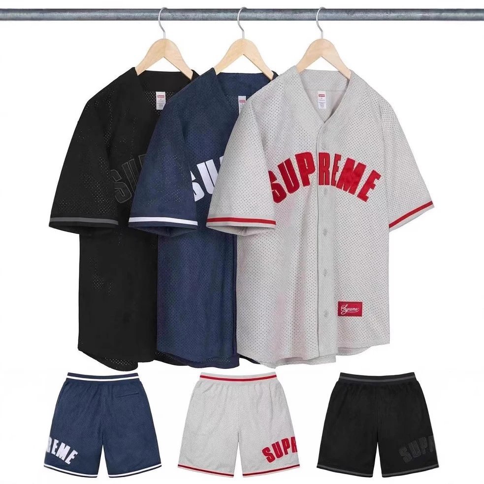 Supreme Mesh Baseball Shirt and Shorts Set