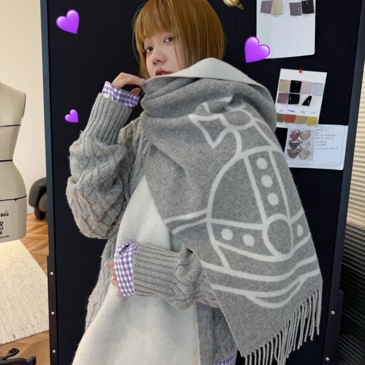 Vivienne Westwood Orb Fringe Scarf