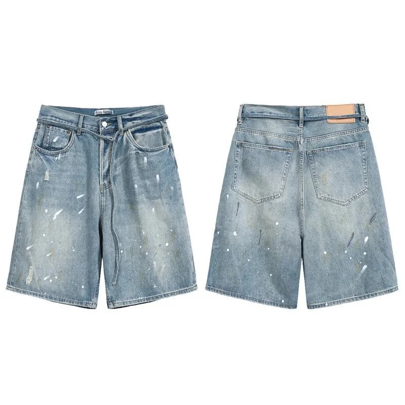 Acne Studios Paint-Splatter Denim Shorts